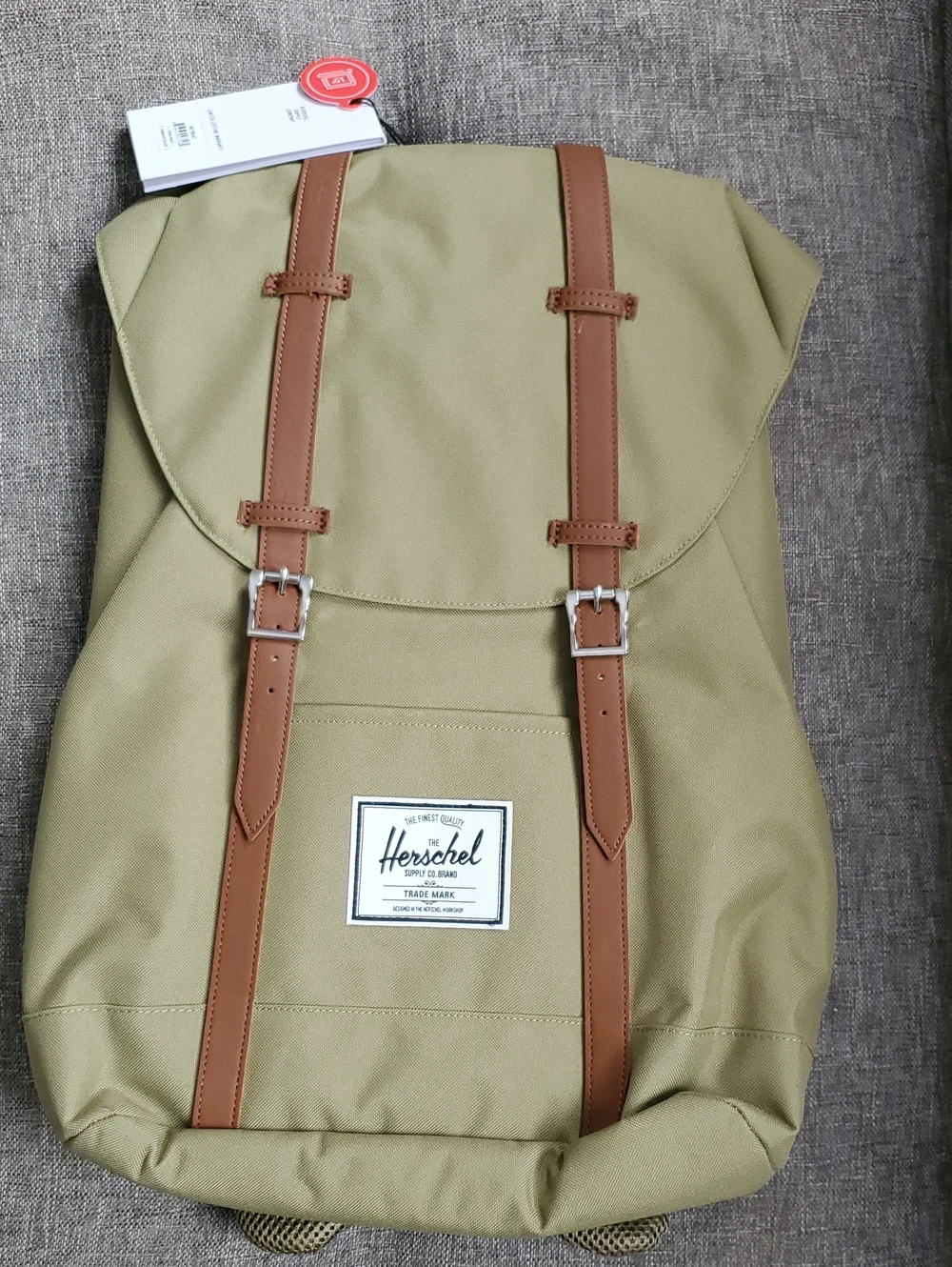 Herschel Supply Company Olive Green Backpack with Brown Straps